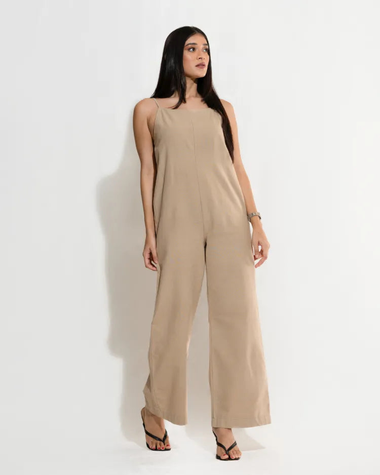 Wide Strap Straight-Leg Jumpsuit