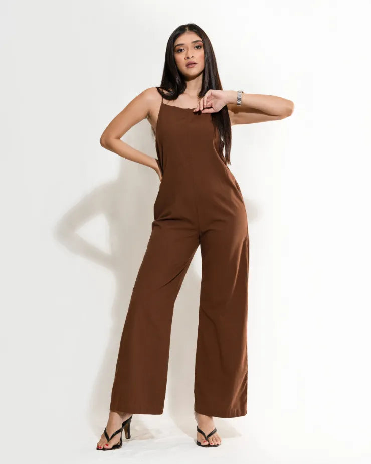 Wide Strap Straight-Leg Jumpsuit