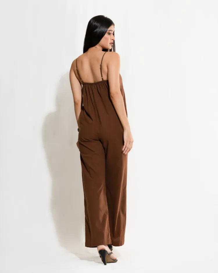 Wide Strap Straight-Leg Jumpsuit