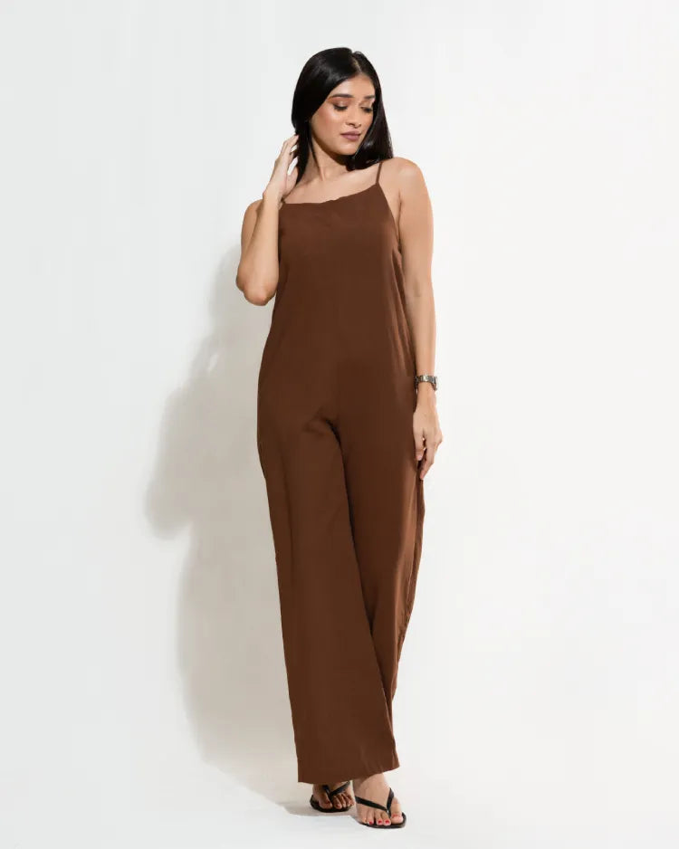 Wide Strap Straight-Leg Jumpsuit