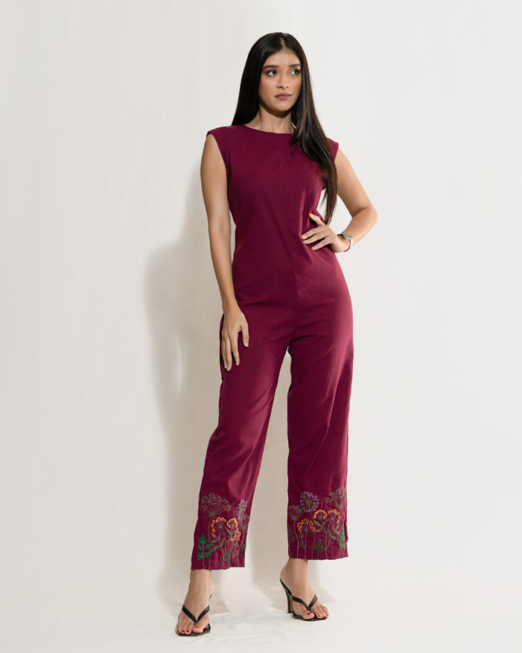 Wide Leg Embroidered Jumpsuit
