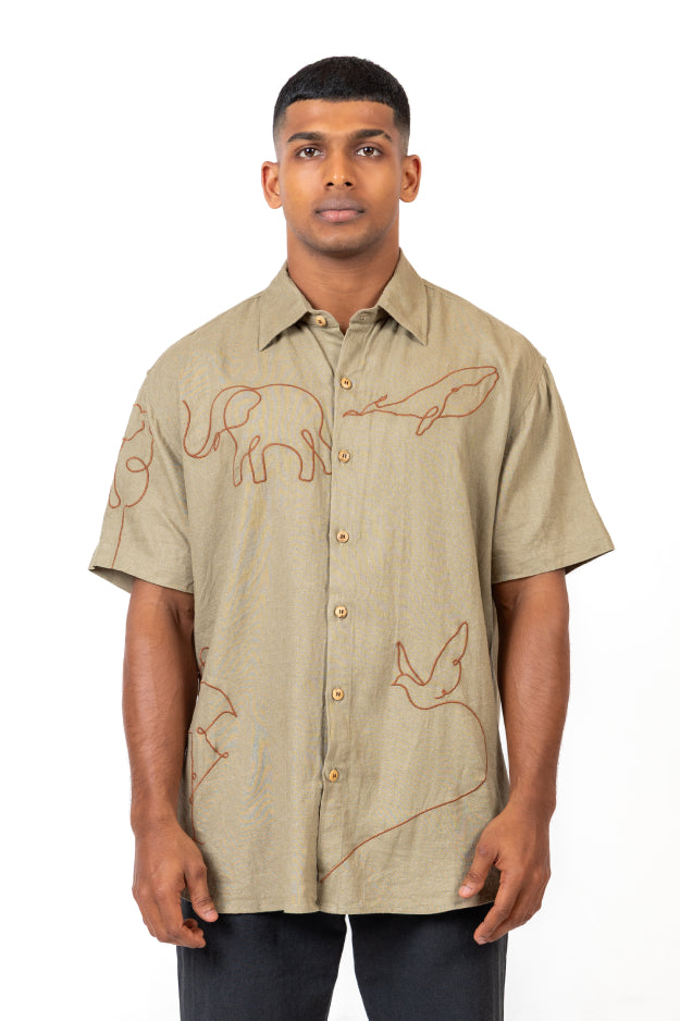 Short Sleeve Embroidered Shirt