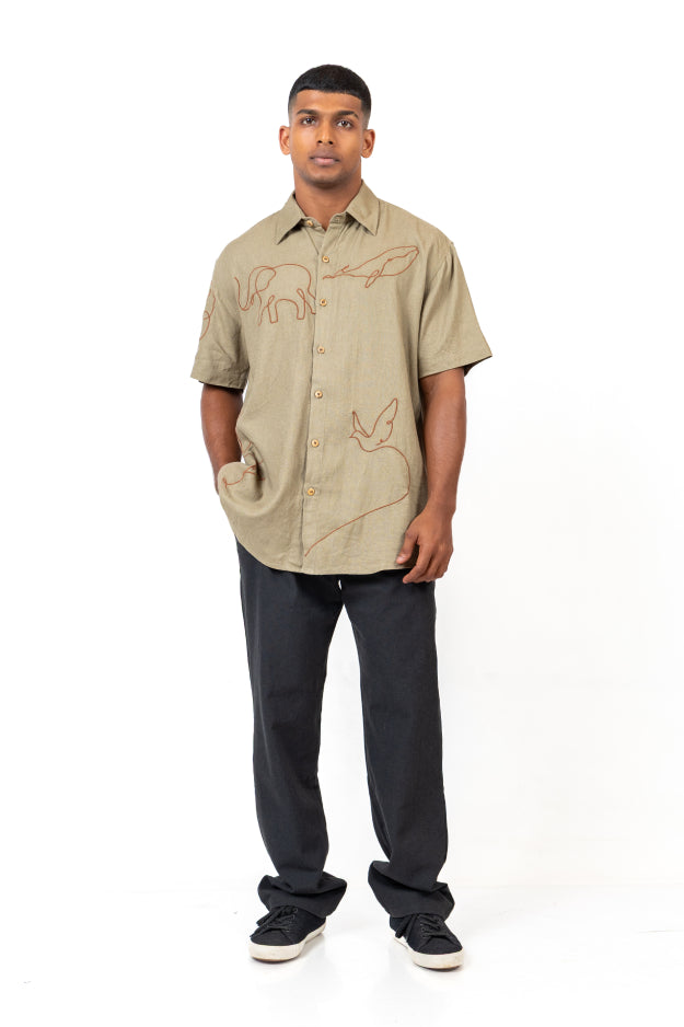 Short Sleeve Embroidered Shirt