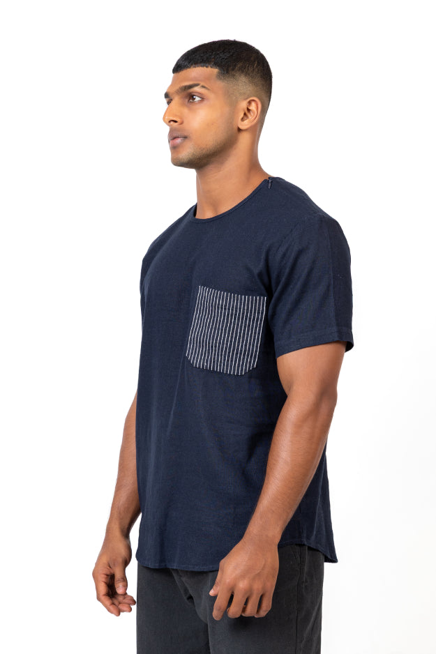 Linen Stitch Detail Short Sleeve T-Shirt