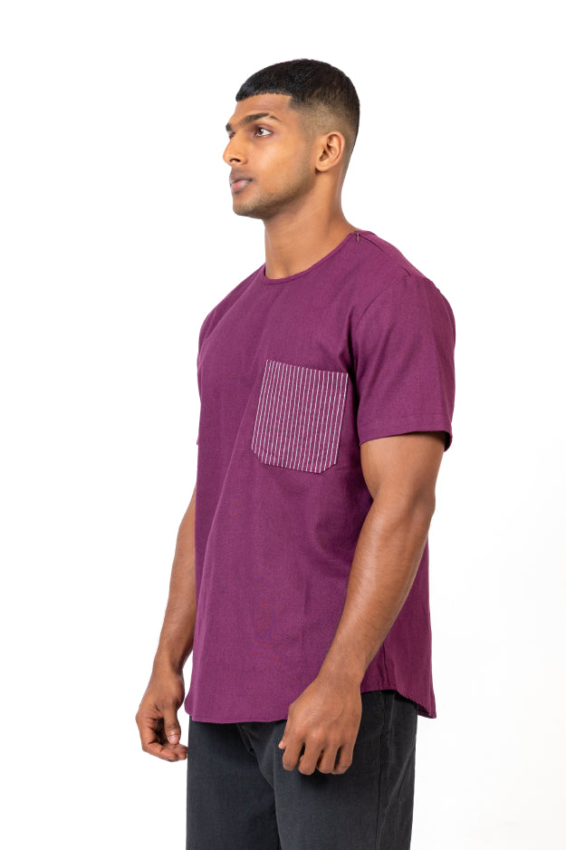 Linen Stitch Detail Short Sleeve T-Shirt