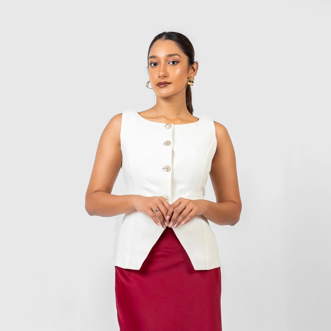 Scoop-Neck Satin Vest