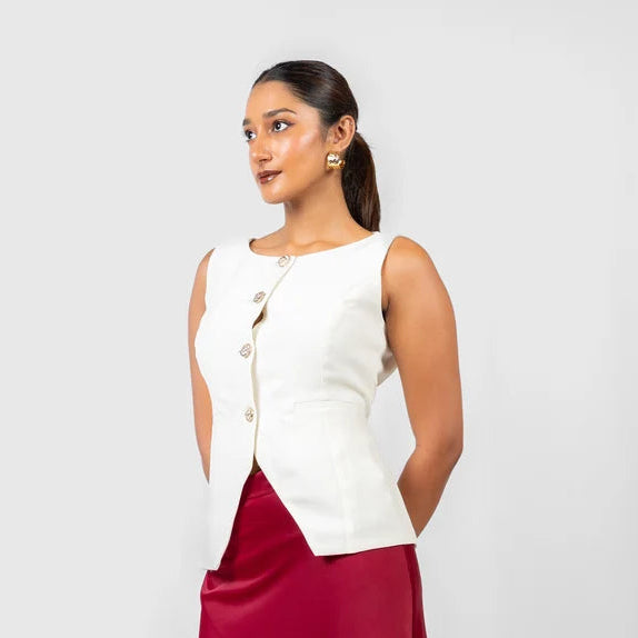 Scoop-Neck Satin Vest