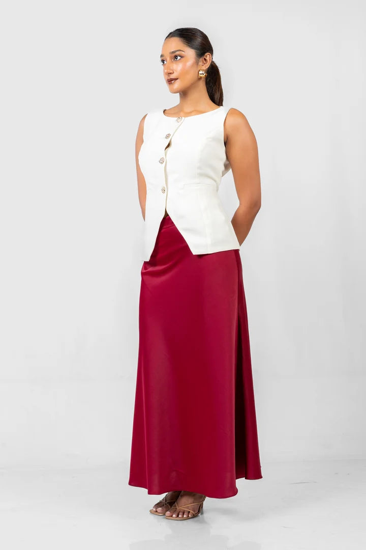 Classic Satin skirt with Scoop Neck Vest