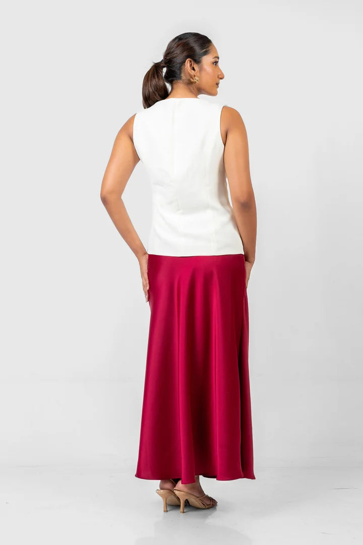 Classic Satin skirt with Scoop Neck Vest
